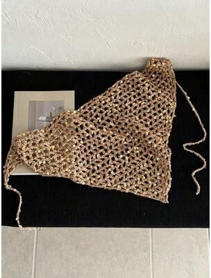 Fashion Sheath Glitter Boho Headscarf: Sexy Triangle Hair Accessory & Festival Bandana gold