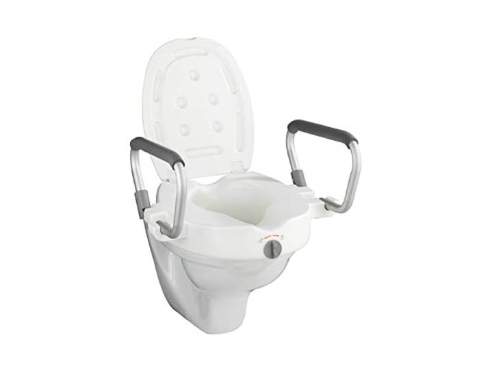 WENKO 20924100 Verhoogde toiletbril met armleuning Secura, Kunststof, 55 x 37,5 x 47,5 cm, Wit