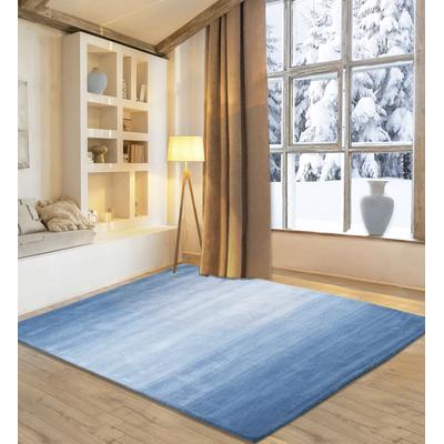 Wollteppich OTTO HOME "Lessach", blau, B:70cm H:14mm L:140cm, Schurwolle, Teppiche, Handweb Teppich, mit modernem Farbverlauf, reine Wolle, handgewebt