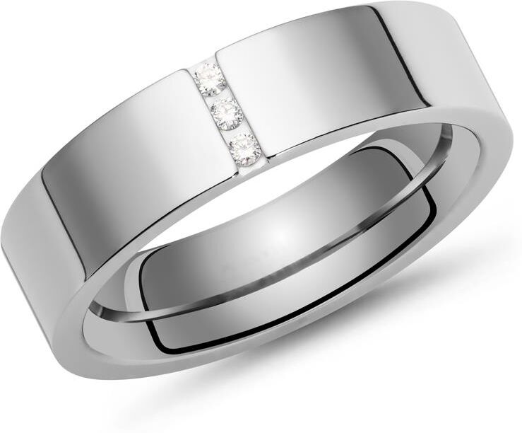 Unique Eleganter Titanring mit 3 Brillanten silber