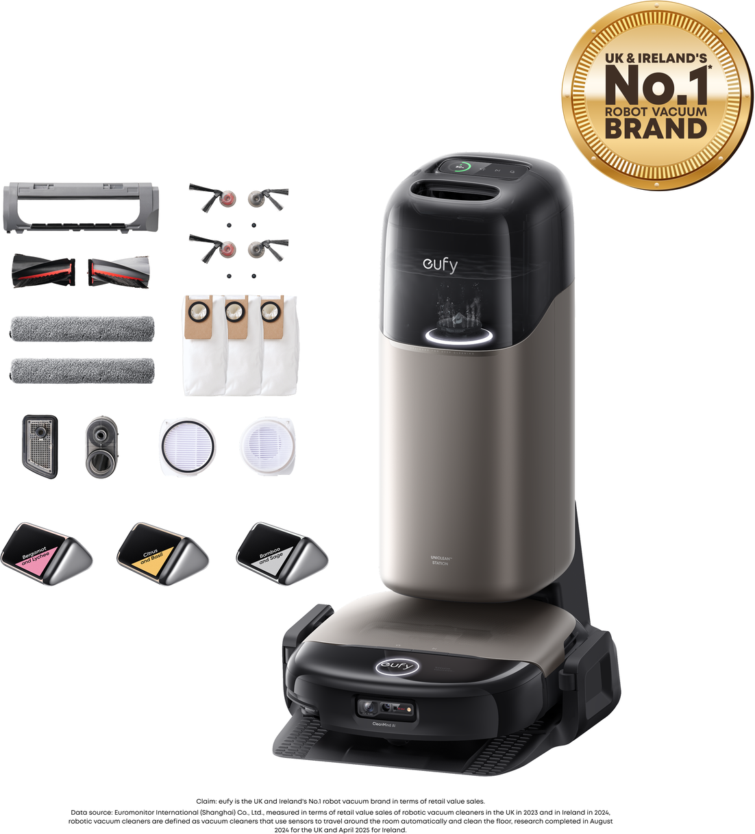 eufy Omni S2 Robot Vacuum and Mop with Replacement Kit and Fragrance Refill