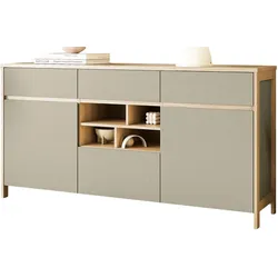 SIDEBOARD Salbei grün, Eiche, Kommode skandinavisch 164 cm, Soft-Close