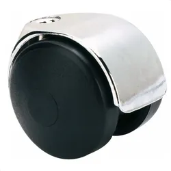 WAGNER Design Möbelrolle/Doppelrolle - HART - Ø 50 mm, schwarz/chrom, Tragkraft 55 kg - 01002101