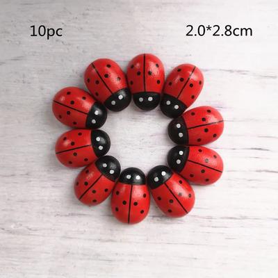 Inspired Living Whimsical Wooden Ladybug Fairy Garden Decoration For DIY Crafts 10pc 20x28mm
