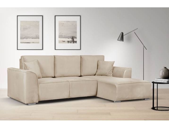 Ecksofa, 100% Polyester, Beige, 265×170 cm, Mit Bettkasten, Modern, Inosign
