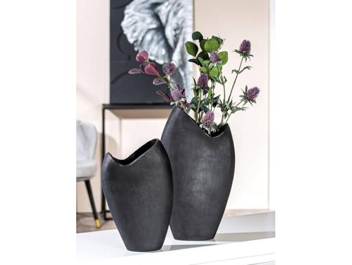 Casablanca Vase décoratif Moderne en Aluminium - Vase Moderne pour décoration de Salon - Cadeau d'anniversaire - Couleur : Anthracite - Hauteur : 33 cm