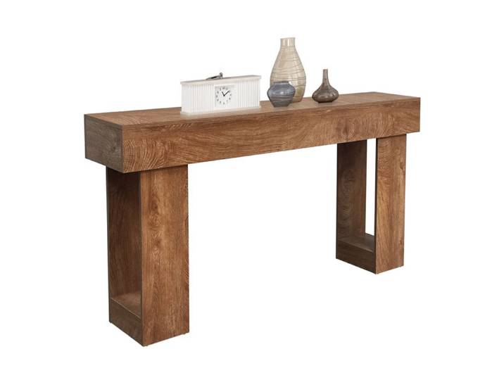 Table console rustique 160 cm – Bois brun style farmhouse design étroit – Idéale entrée couloir derrière canapé -160 ×30 ×82 cm