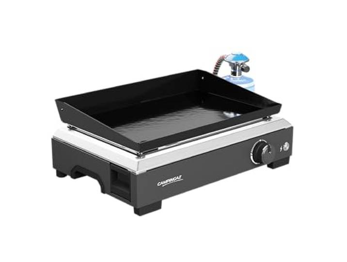 Campingaz Othello 1 CV Gas-Plancha-Grillplatte 2,8 kW Kochplatte Tragbarer Tischgrill Emaillierte Stahloberfläche Brenner mit BlueFlame-Technologie für mediterranes Grillen Einfache Reinigung