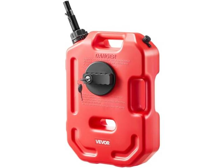VEVOR Bidon Essence 10 L Bidon Carburant avec Bec Verseur\, Verrouillage Antivol\, Débit Maximal 15 L/min\, Réservoir Essence Étanche Portable pour la Plupart des Voitures\, Motos\, UTV\, Tracteurs\, Rouge