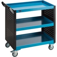 Servicewagen Assistent 167-3S, Werkzeugwagen blau/schwarz, mit seitlichen Lochwänden