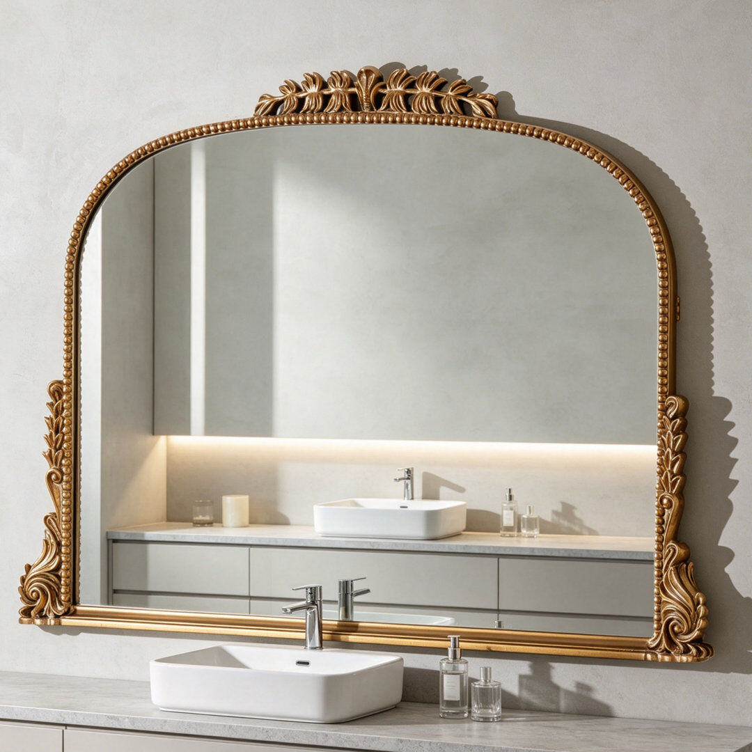 Blue Elephant Arch Wall Mirror Antique Gold Accent Mirrors 90x65cm Antique Gold 65cm H X 90cm W X 5cm D