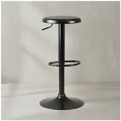 KADIMA DESIGN Moderne Barhocker, höhenverstellbar mit Fußablage, Schwarz, 40x58-79cm