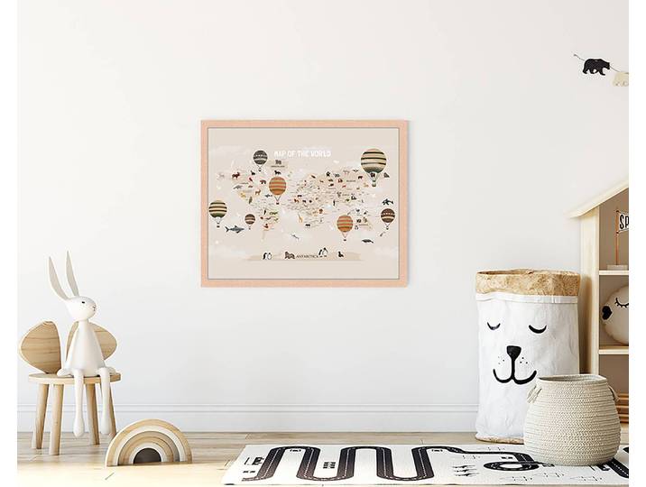 Tableau déco Map of the World 43 x 53cm Multicolore