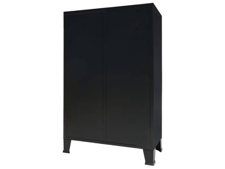 Armoire de chambre Garde-robe - Style Élégance Chic - Métal industriel - 2 portes 2 tiroirs - Noir