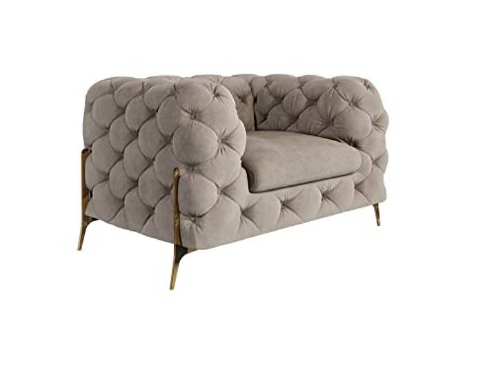 S-Style Möbel Milton Chesterfield Sessel Loungesessel Lesesessel Cocktailsessel Clubsessel Mini Sofa 1-Sitzer Couch Wohnzimmer Möbel 125x100x73 cm Dunkelcreme