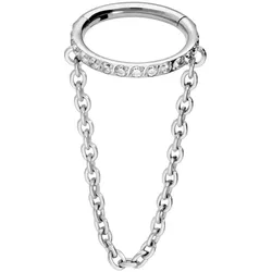 Titan Segmentring Clicker EINGEFASSTE KRISTALLE + KETTE