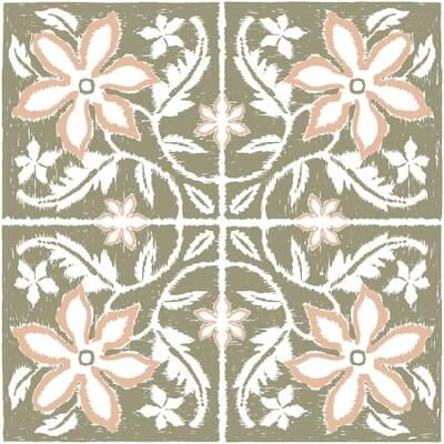 FloorPops Lillium Green Peel and Stick Floor Tiles