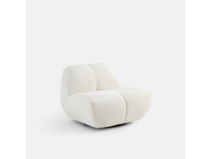 LA REDOUTE Fauteuil pivotant, velours épais, Nuria 1 Place Beige Ecru