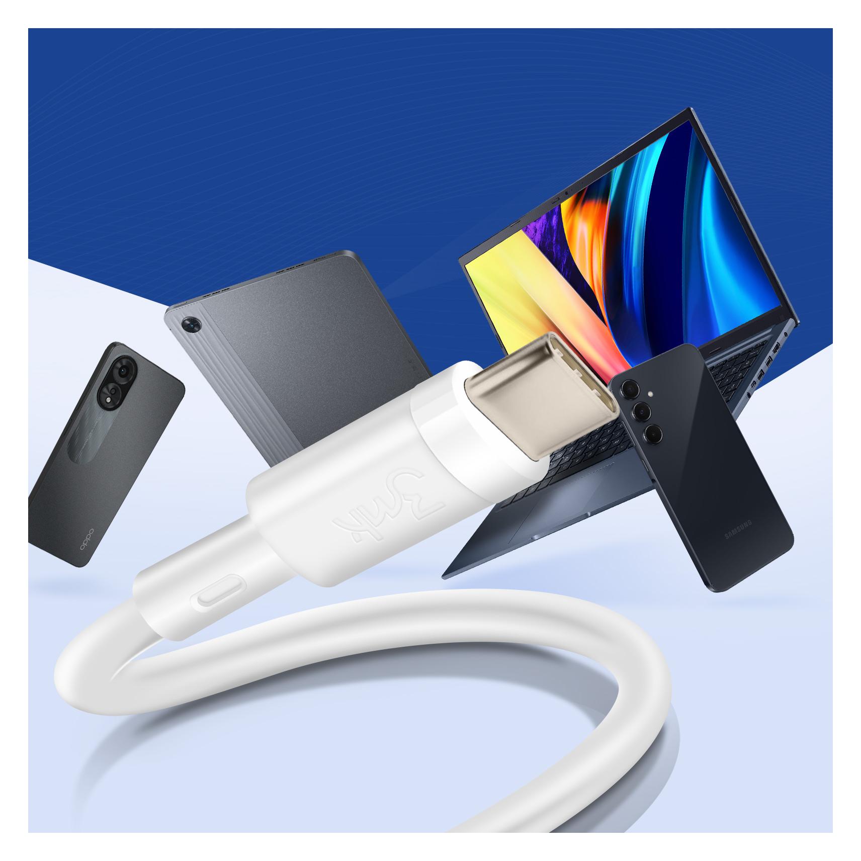 3MK USB kabelis Hyper Silicone Cable Type-C 60W 3A 1m (1 m, 60 W) (5903108444088)
