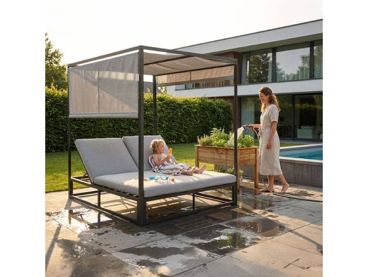 OUTLIV. Anzio Daybed Aluminium/Polyester Dunkelgrau Hellgrau