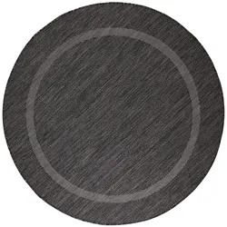 Balkonteppich Einfarbig Wetterfest Waschbar Strapazierfähig Terrasse Garten Rund Schwarz 200x200 cm – ALSTER von Kadima Design