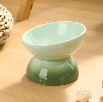 Inspire Curations ElevaEase Ceramic Tilted Cat Feeding Bowl light Green