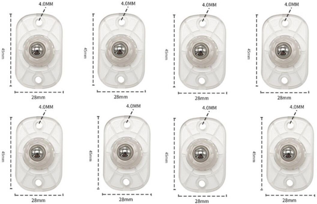INF Lenkrollen 360°: Leises, geschmeidiges Rollen — ABS mit Edelstahl-Kugellager, Klebe- und Schraubbefestigung, 4er-Pack Transparent