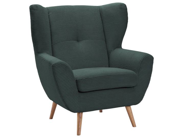 Stylife Ohrensessel, Dunkelgrün, Holz, Eiche, vollmassiv, 90x102x90 cm, Stoffauswahl, Wohnzimmer, Sessel, Ohrensessel