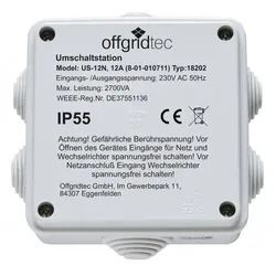 Offgridtec Netzumschaltung 12A 230V für Wechselrichter bis 2700VA – Wohnmobil & Caravan
