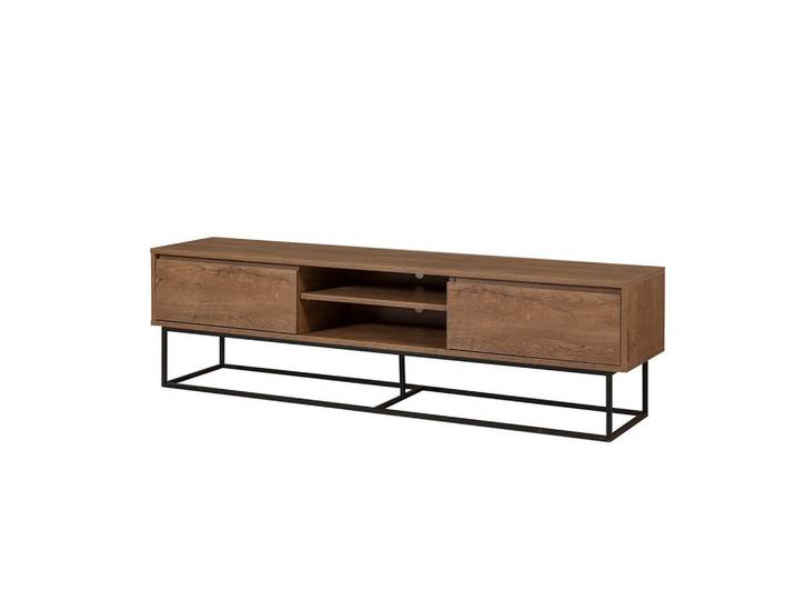 Calicosy Tv-Möbel 2 Nischen 2 Schubladen Nussbaum Dekor L180 cm - Rodez, Nussbaumfarben, 40x50x12 cm, Wohnzimmer, TV Möbel, Lowboards, Lowboards stehend