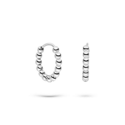 Paar Creolen S.OLIVER "Schmuck Geschenk Edelstahl Creolen The Steel Ball", edelstahlfarben, Ohrringe, Damen, 14mm, Edelstahl