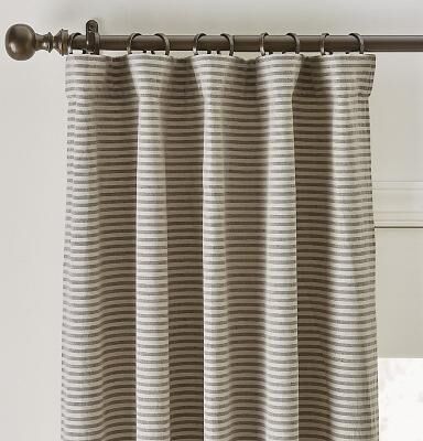 "Alder Striped Drapery Panel - Brown - 50""W x 84""L - Ballard Designs"