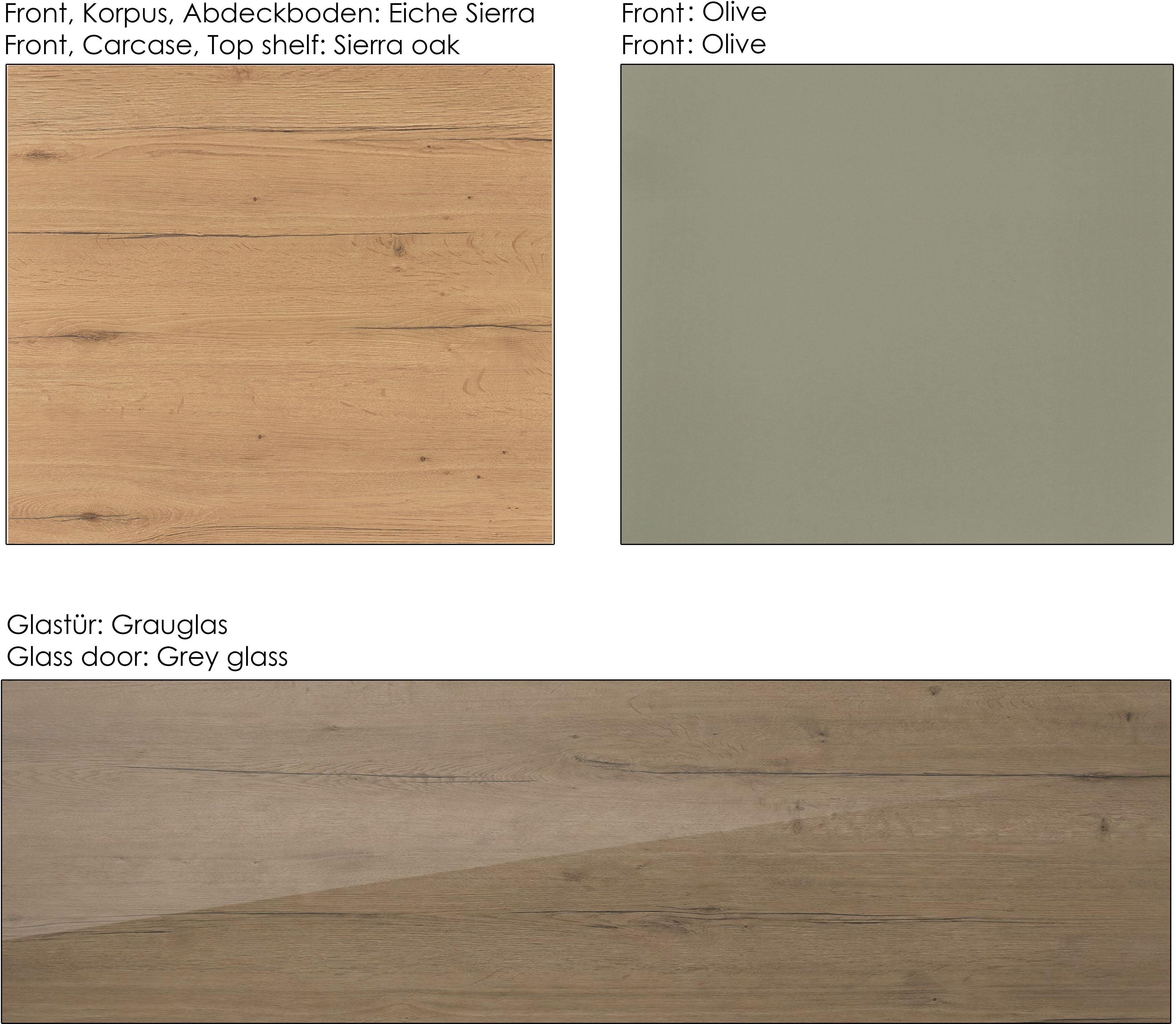 Highboard NOBILIA "Style", beige (olive premium matt), B:120cm H:133cm T:37cm, Sideboards, Highboard