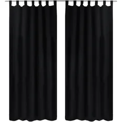 vidaXL Vorhänge Gardinen aus Satin 2-teilig 140 x 245 cm Schwarz