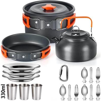Uplift Essentials Camping Cookware Set Outdoor Cooking Pots Pans Teapot Travel Tableware For 2 To 3 People set 2