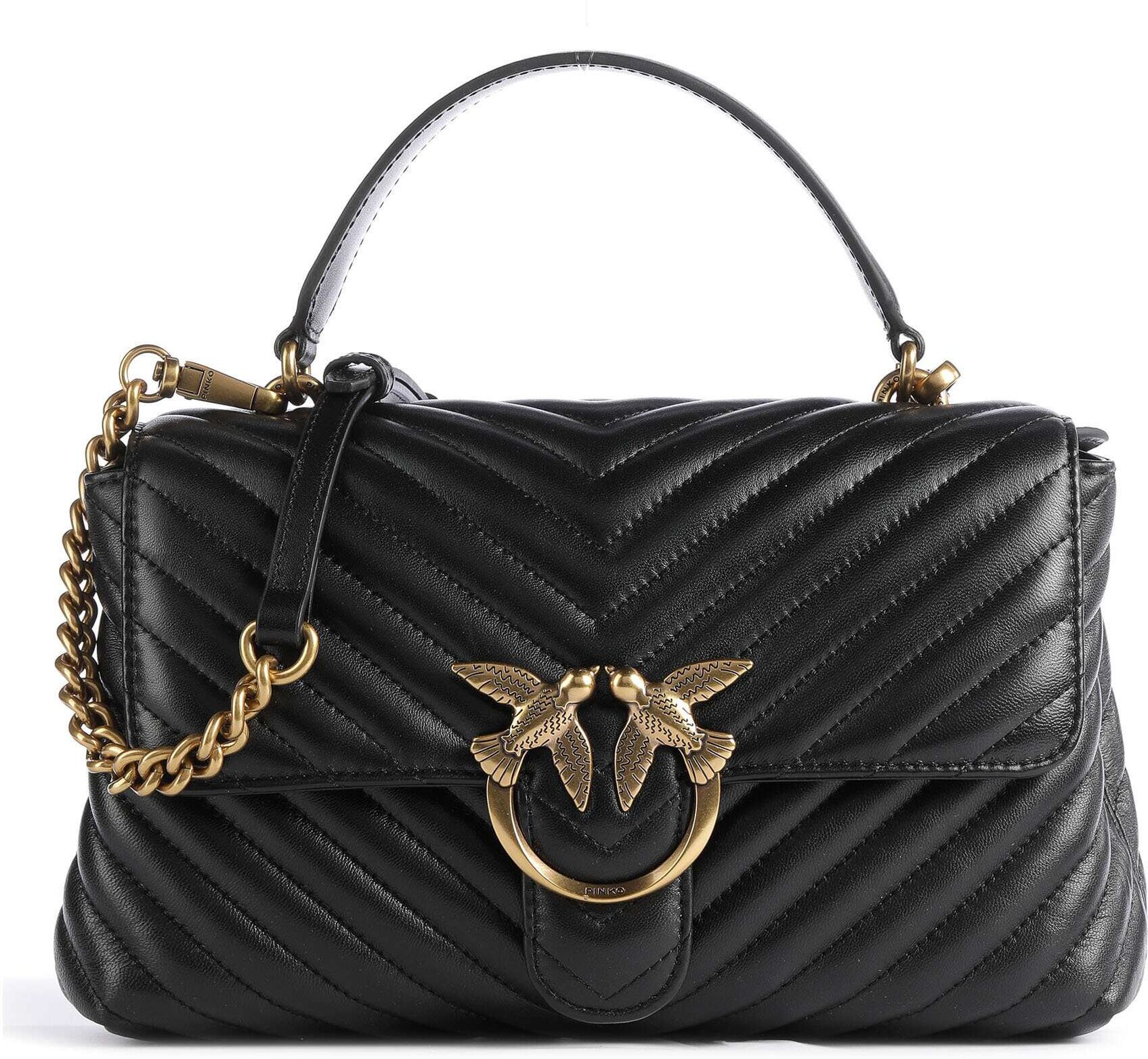 Pinko Love Lady Puff Classic   Leer Handtas   zwart