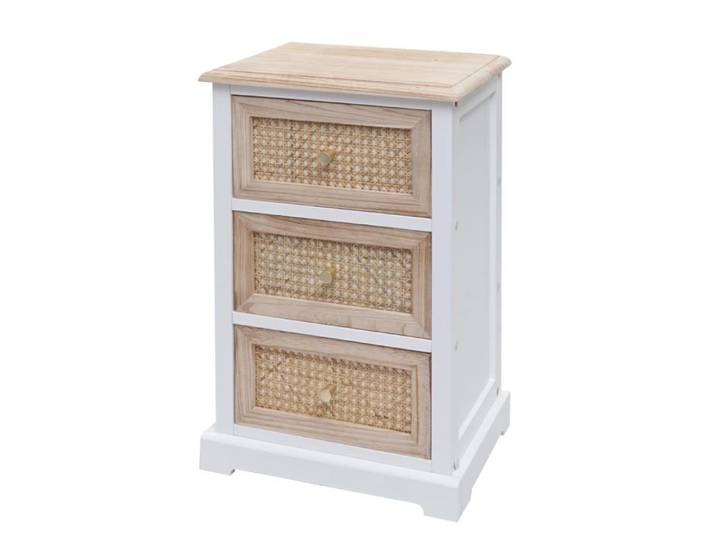 Commode armoire a tiroirs en bois rotin 63x40x28 cm blanc couleur naturelle 04_0006508