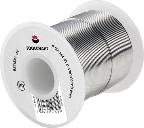 TOOLCRAFT Lötzinn, bleifrei Spule Sn96,5Ag3Cu0,5 ROL1 100g 1mm