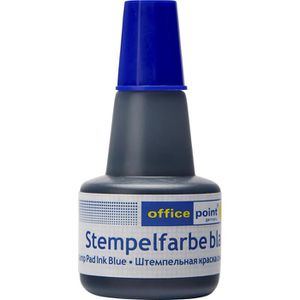 Office-Point Stempelfarbe wasserbasiert, blau, für Schaumstoffkissen, schnelltrocknend, 30 ml