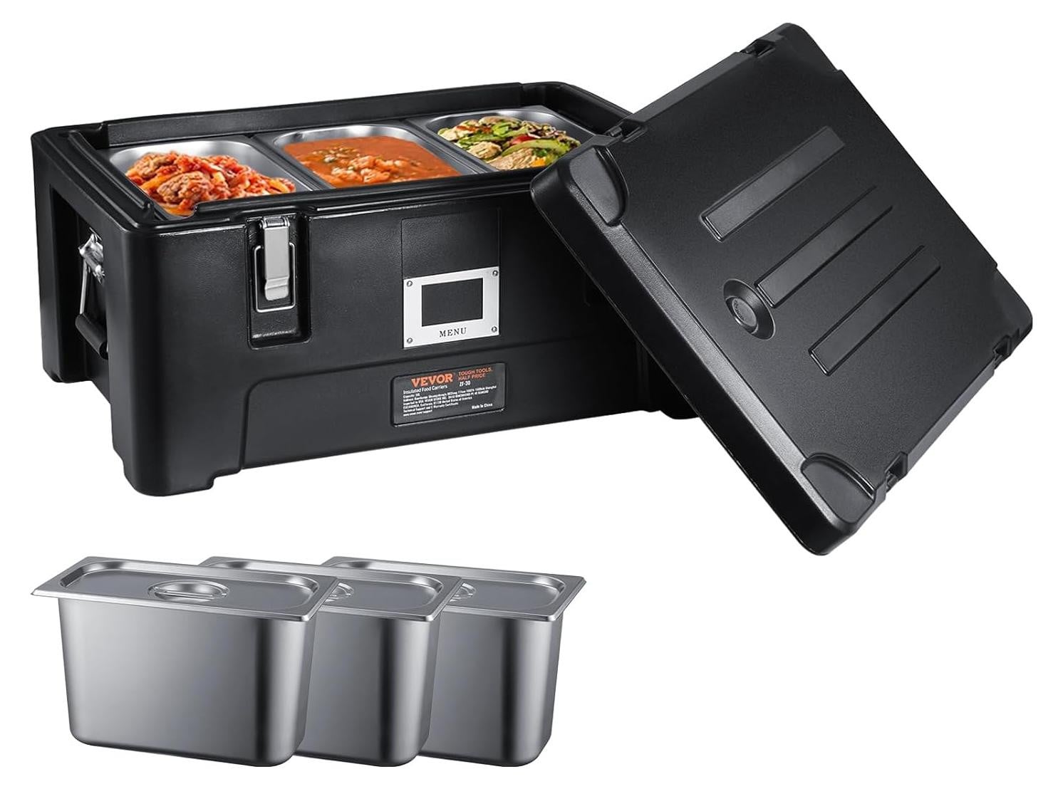 Selius Geïsoleerde Voedselcontainer Hot Box met 3 RVS Pannen, 36 Liter