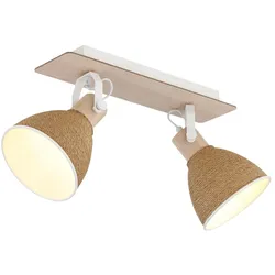 Deckenstrahler Deckenleuchte Holz Wohnzimmerlampe schwenkbar weiß Metall L 39 cm