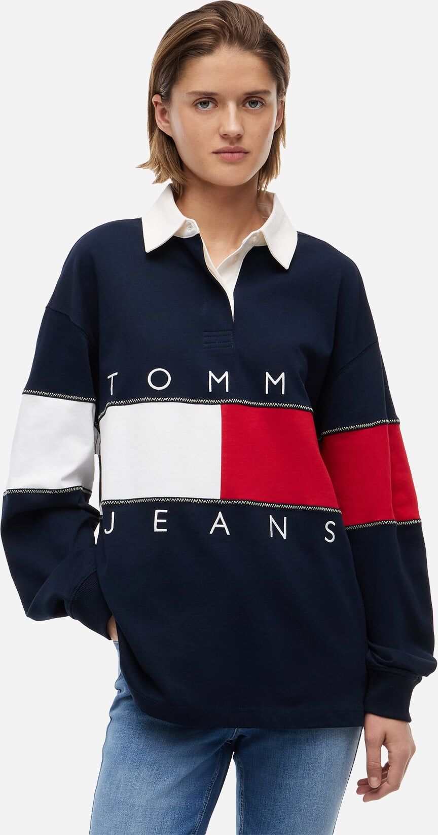 Tommy Hilfiger Big Flag Rugby W - Polo - Donna - Blu XXS