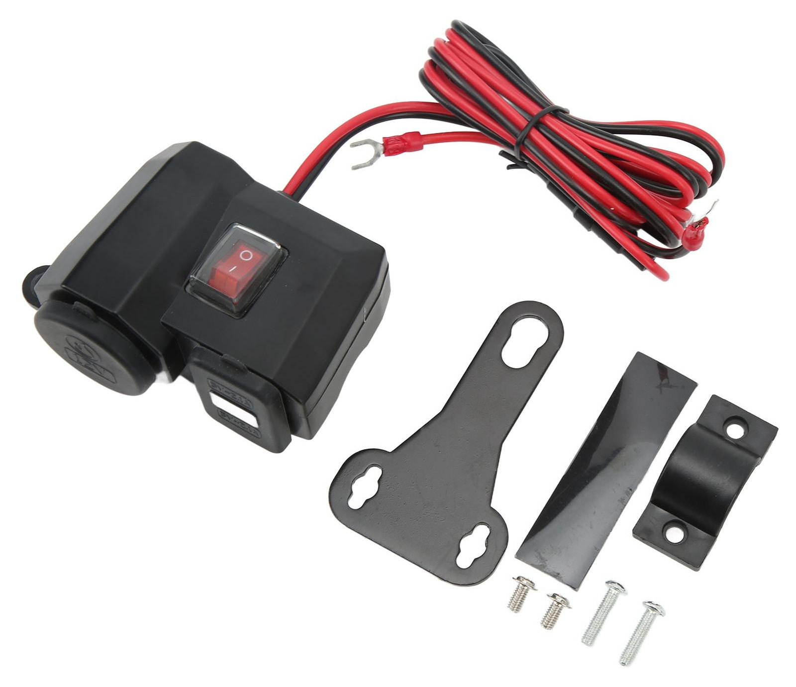 Gistuch Motorfiets dubbele USB-telefoonlader 12V met waterdichte elektrische fietsstekker, sigarettenaansteker en digitaal voltmeter