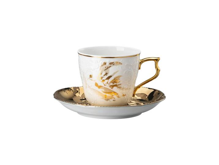 Rosenthal Tasse avec soucoupe Rosenthal Heritage Midas Blanc-doré