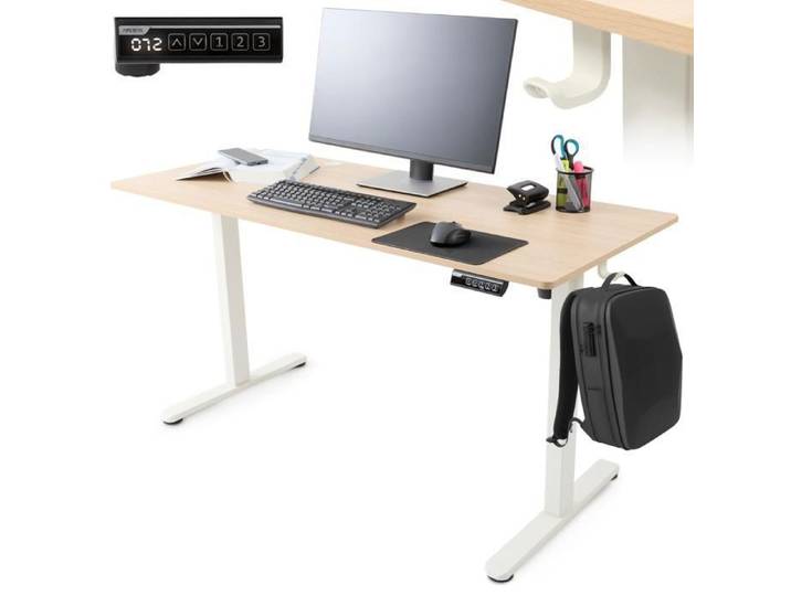 AREBOS Bureau électrique 140 x 60 cm réglable en hauteur avec fonction mémoire
