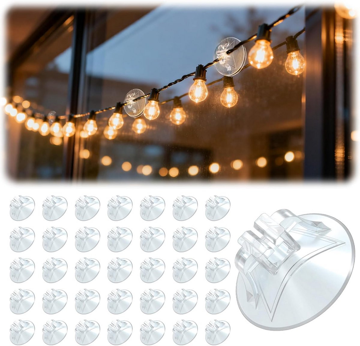 100 Transparante Zuignappen met Kabelsleuf voor Ramen - Decoratie en Verlichting