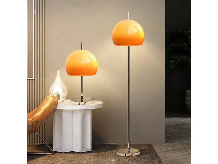 Lampe de sol en verre Bauhaus vintage, dégradé orange, lampe de bureau LED en forme de champignon pour salon, chambre à coucher, ambiance vintage