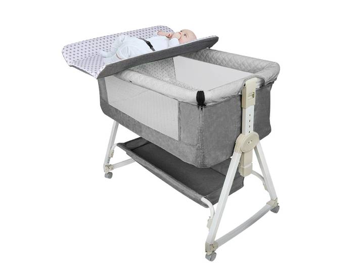 Lit Berceau Cododo Bébé, Dormir Ensemble, avec Matelas, Table à Langer, Facile à Déplacer, Lit Bébé Portable pour Nouveau-né (Bleu/Beige/Gris/Noir)