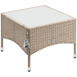 CASARIA® Polyrattan Beistelltisch 58x58x42cm Beige Grau
