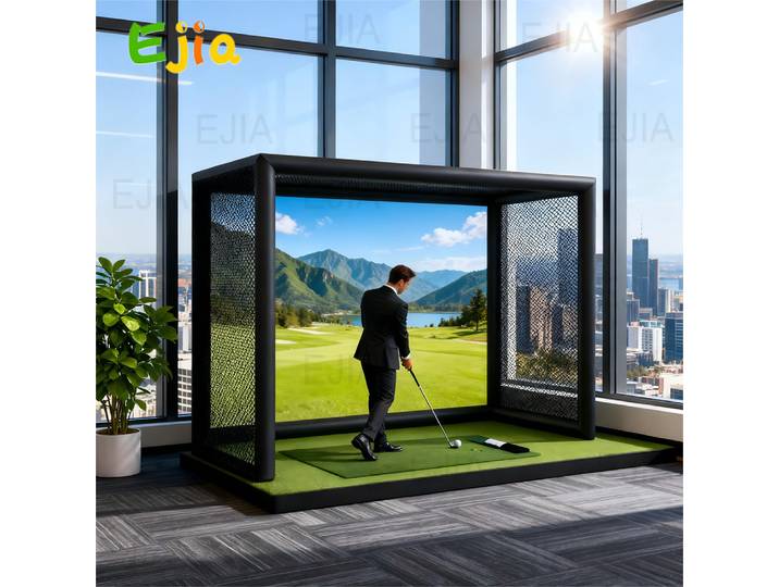 Boîtier de simulateur de golf gonflable, version améliorée, 11,5 x 9,5 pieds, avec écran d'impact amélioré pour une installation de golf en plein air à domicile